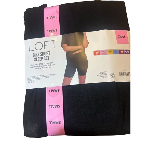 Loft Bike Short Sleep Set Includes Black Top & Bottom Super Soft Elastic Waistba - Picture 1 of 1
